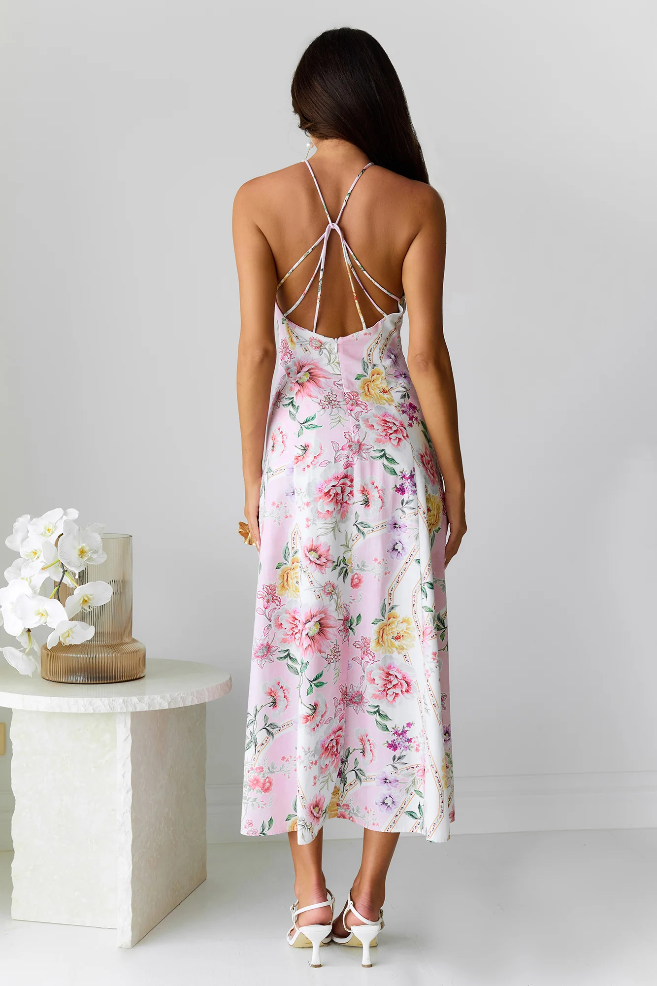 Sunset Dahlia Midi Dress Floral
