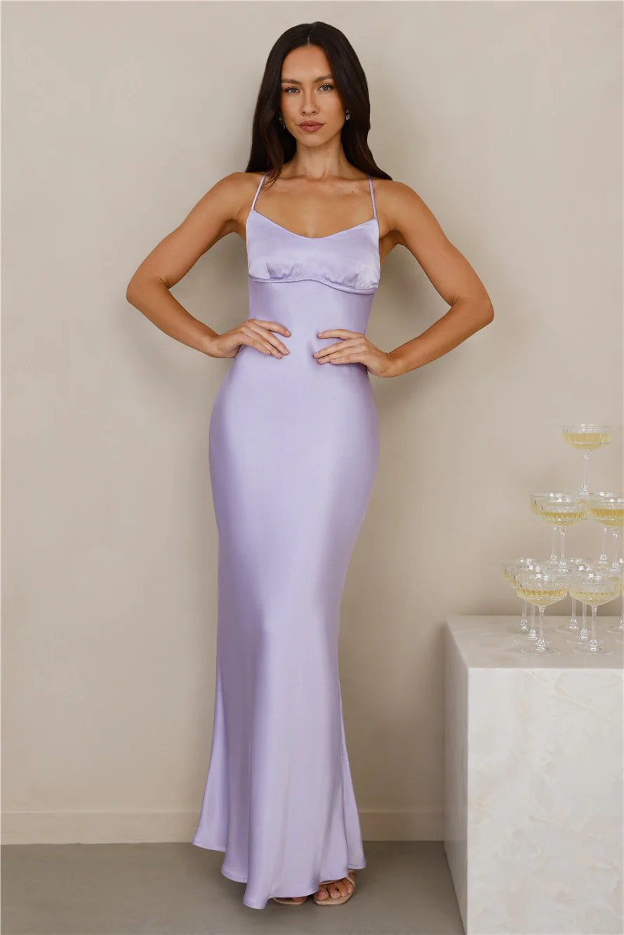 The Samara Satin Maxi Dress Lilac