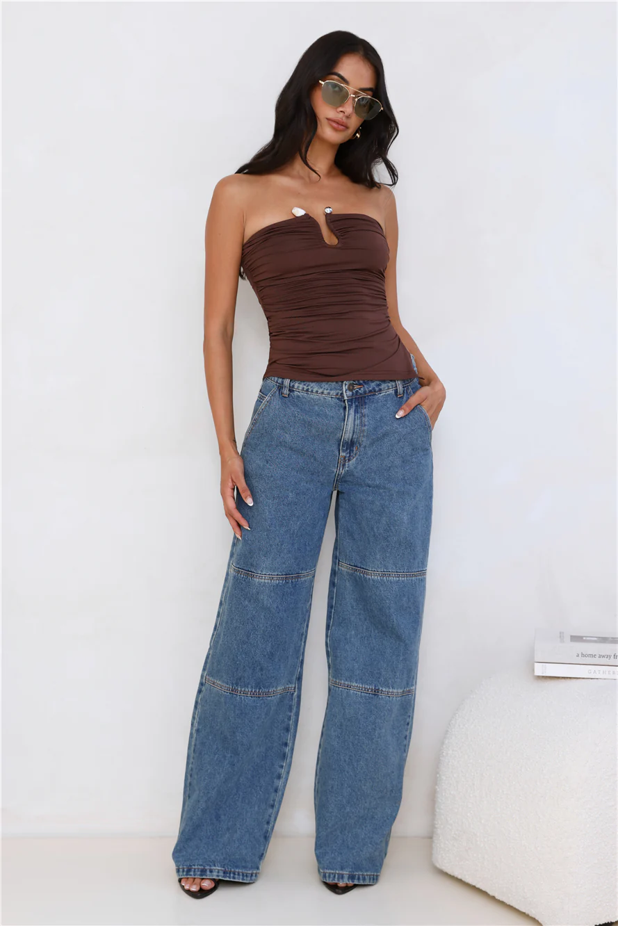 Sunset Spritz Strapless Top Brown