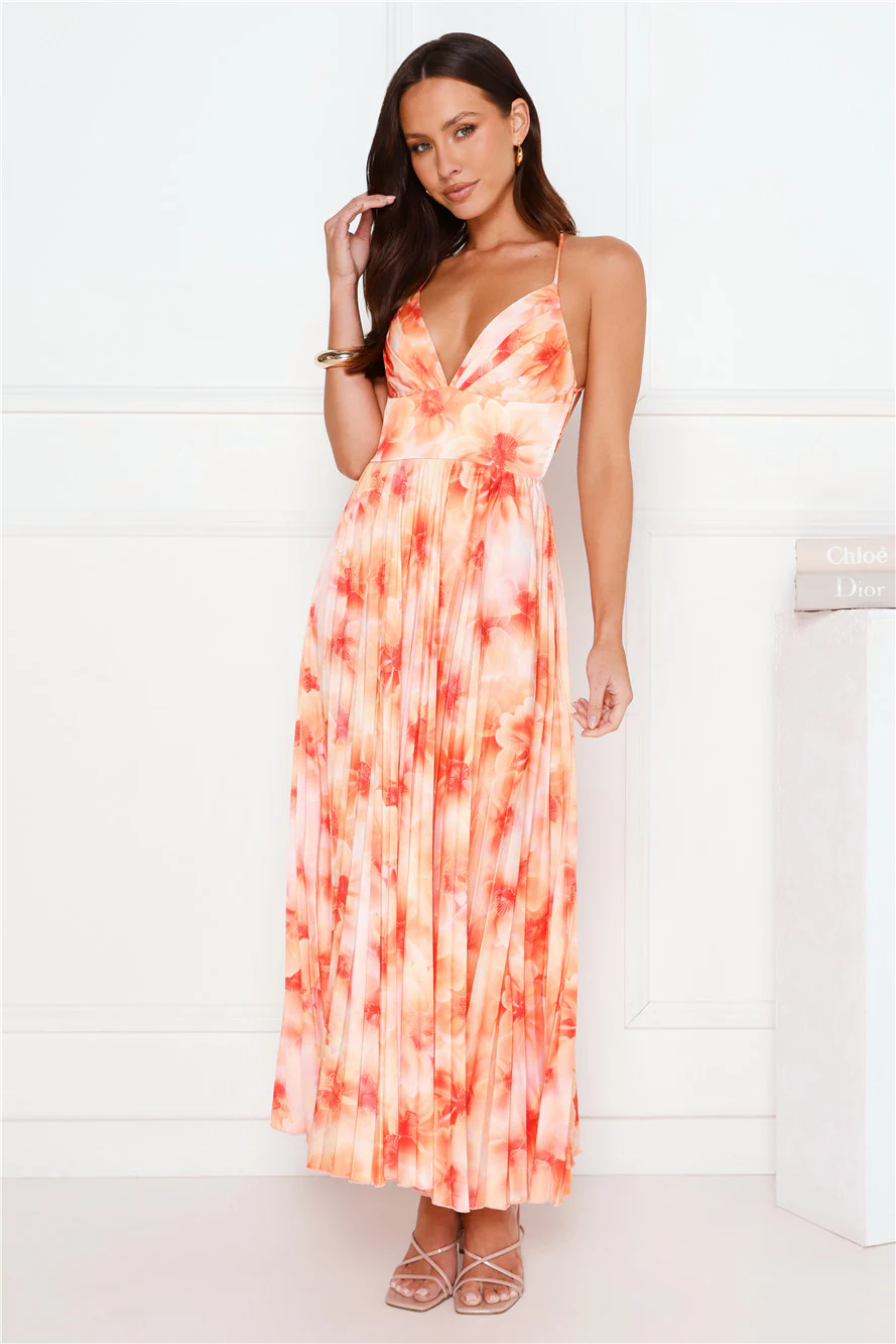 She's Exclusive Satin Maxi Dress Lime Orange