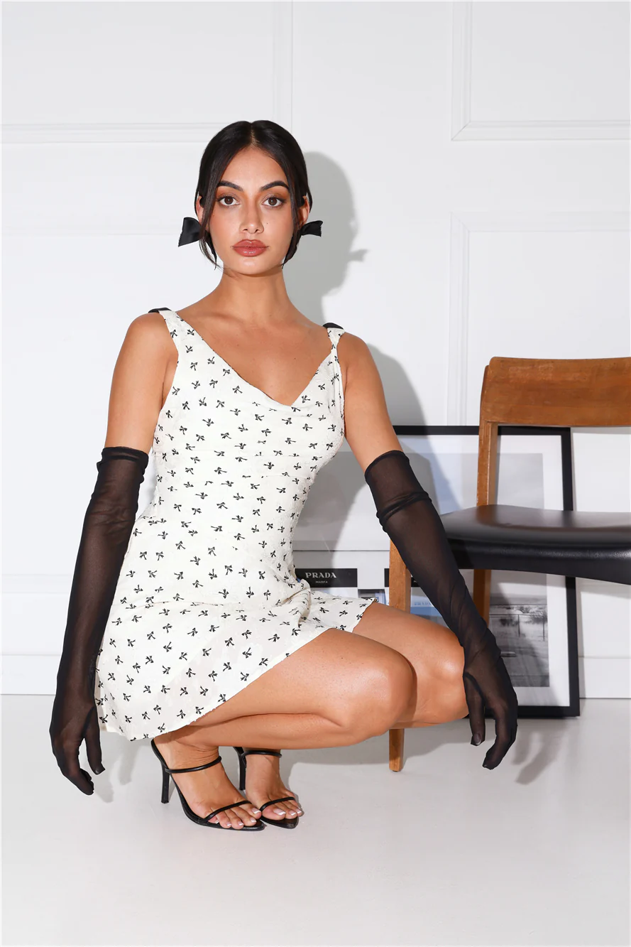 The Bow Mini Dress Cream