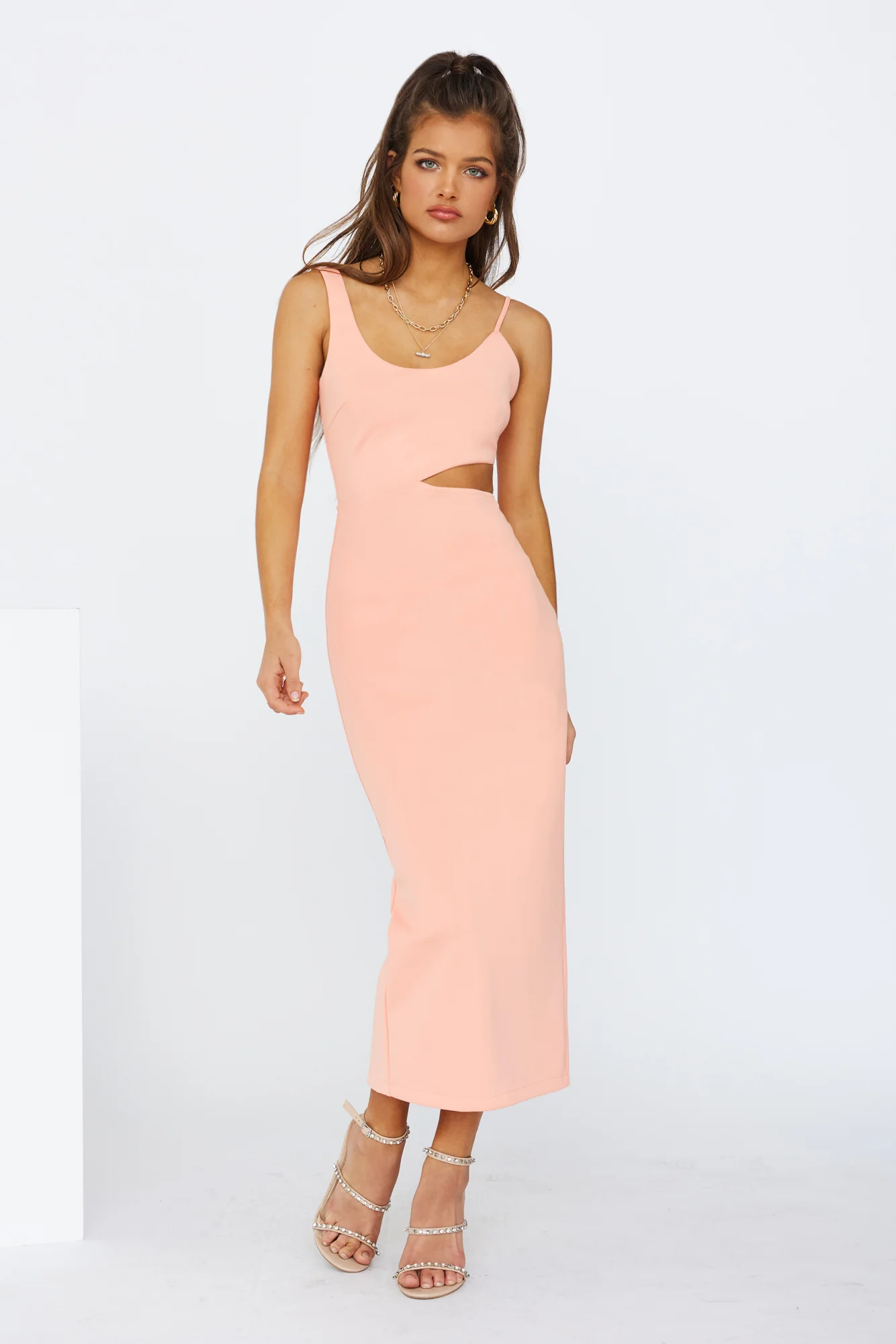 Sweet Lines Midi Dress Apricot
