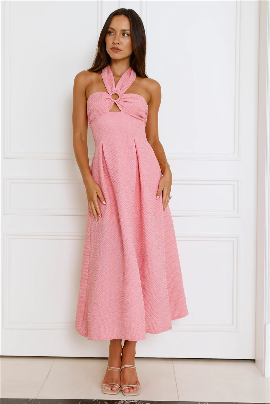 Secret Diaries Halter Maxi Dress Pink