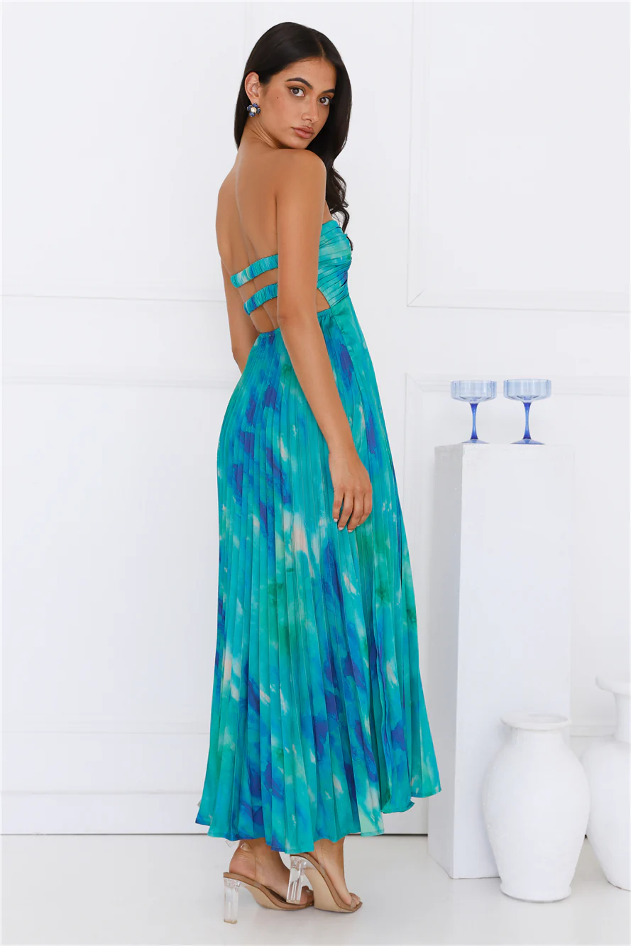 Twist And Turn Strapless Maxi Dress Green