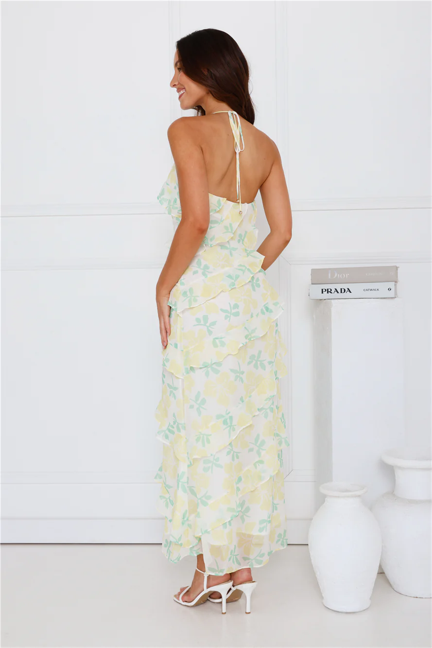 Unique Beauty Halter Maxi Dress Yellow
