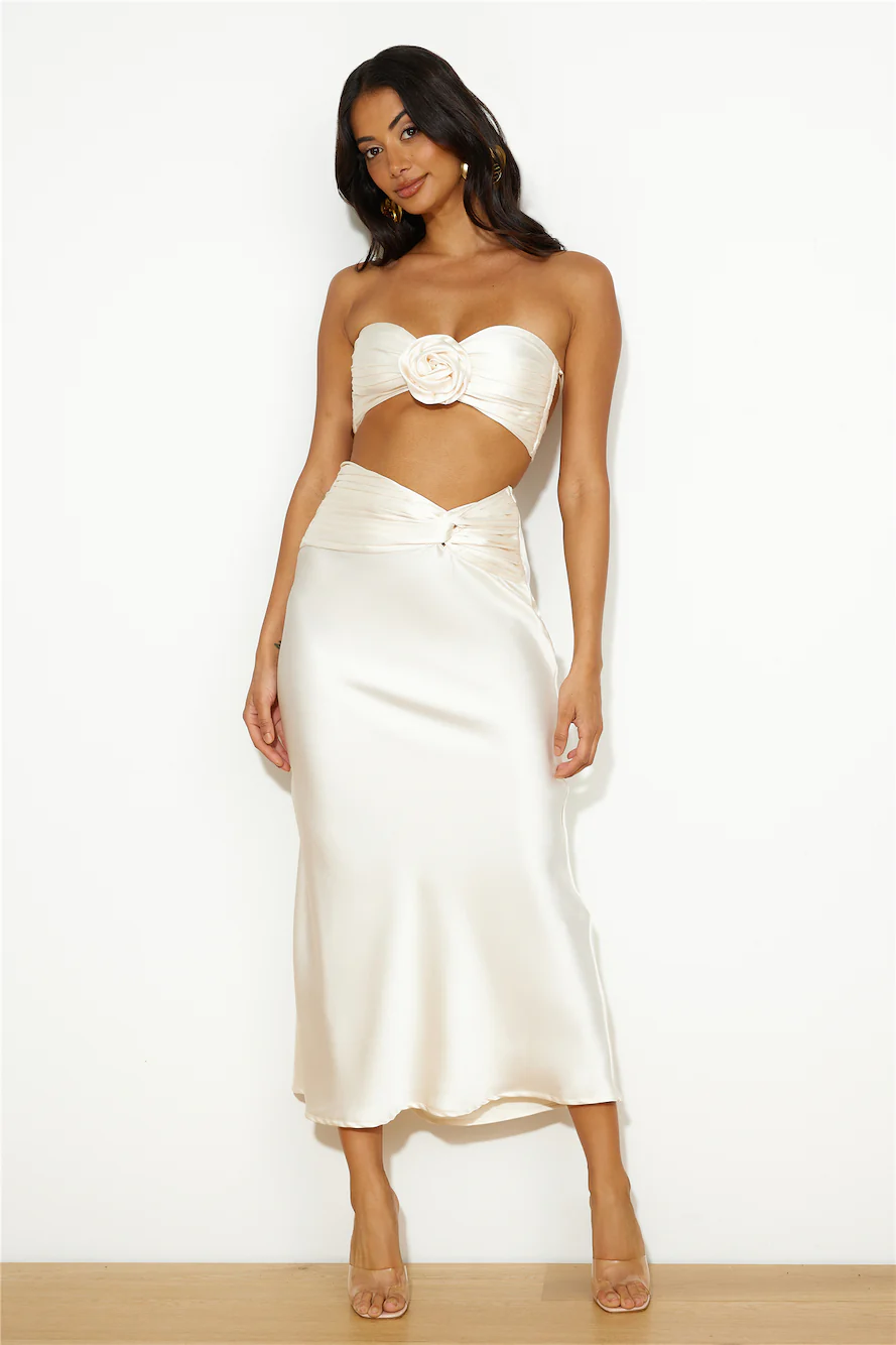 VIPs Accepted Satin Crop Top Champagne