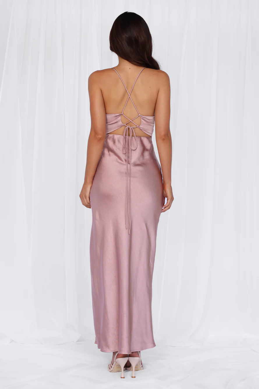 The Sophia Satin Maxi Dress Dusty Pink