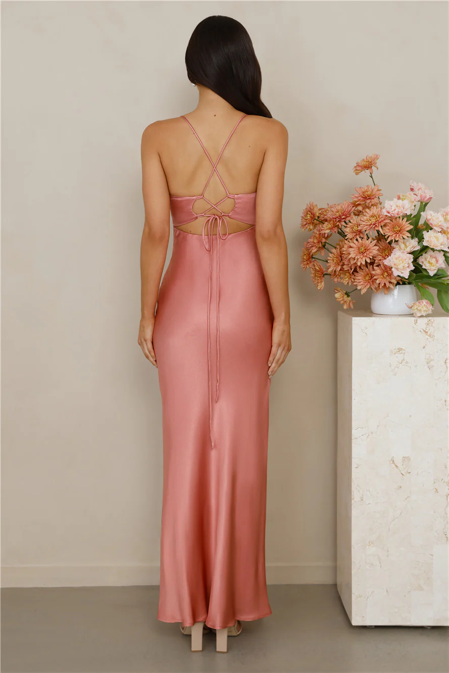 The Sophia Satin Maxi Dress Rose