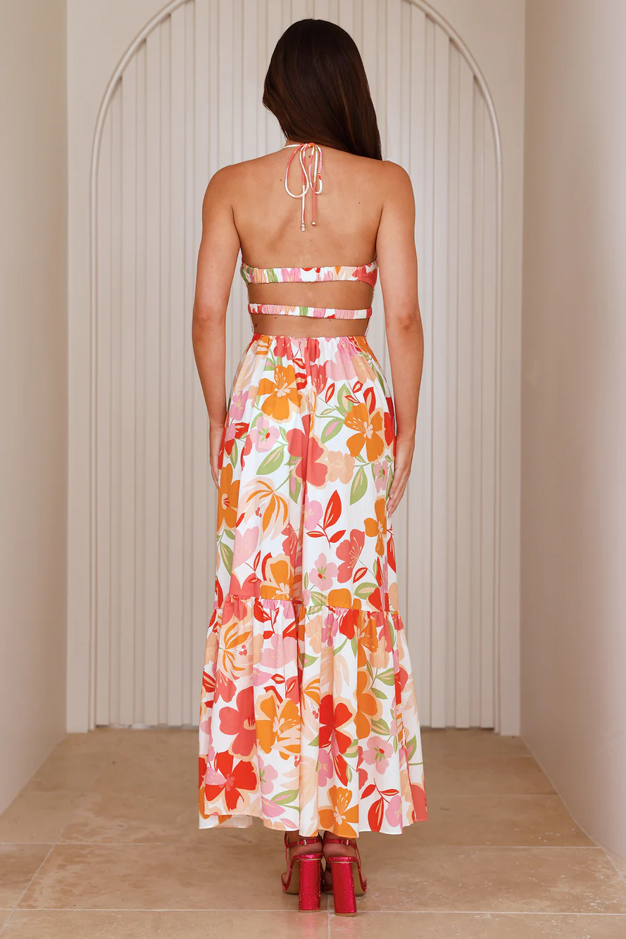 Surfside Escape Halter Maxi Dress Orange