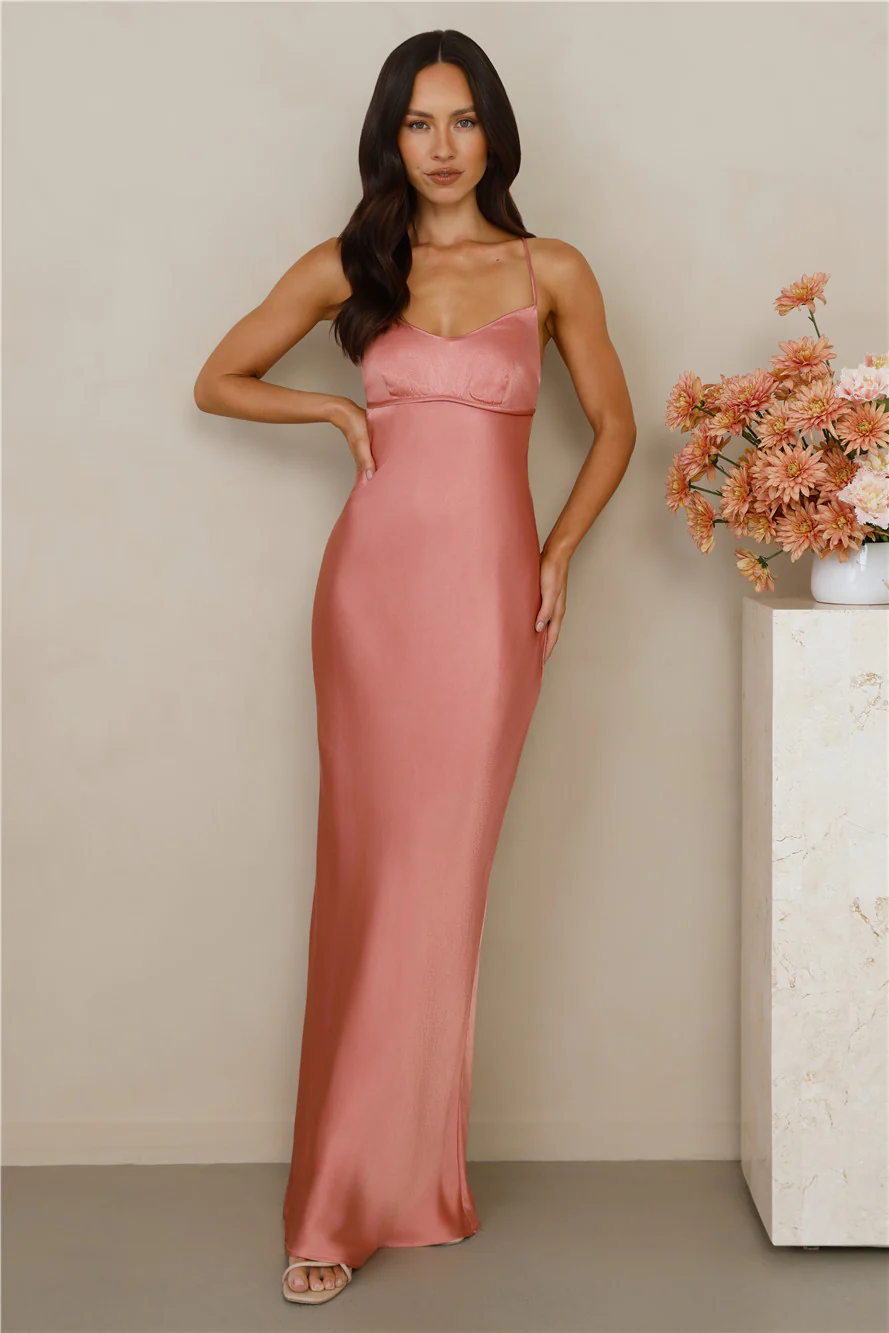 The Samara Satin Maxi Dress Rose