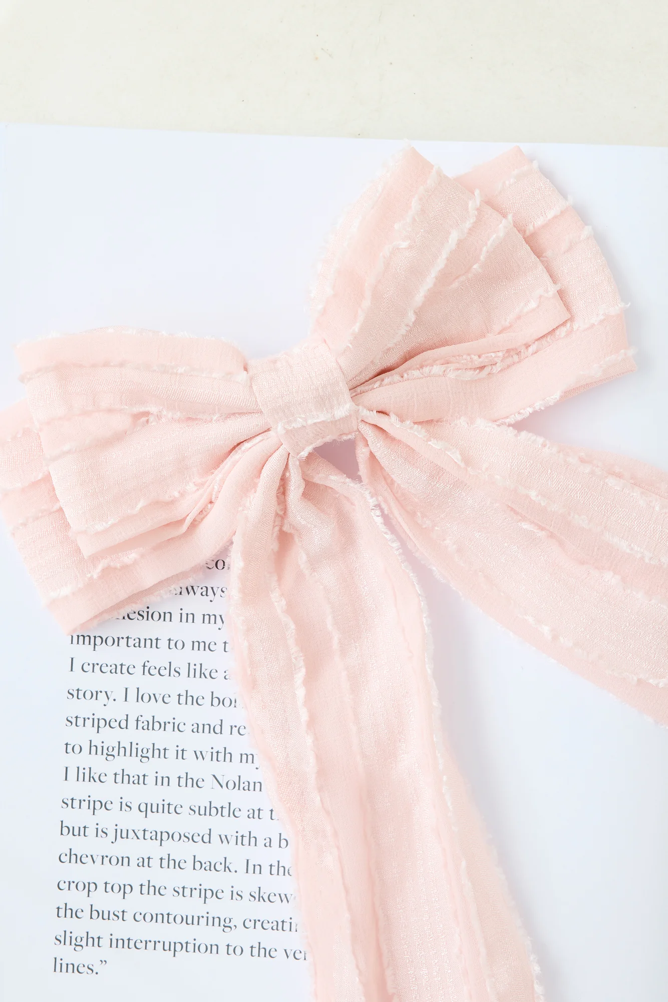 Textured Bow Hair Clip Pink
