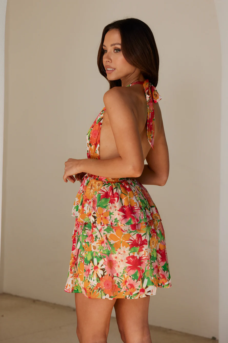 Tropical Tides Halter Mini Dress Print