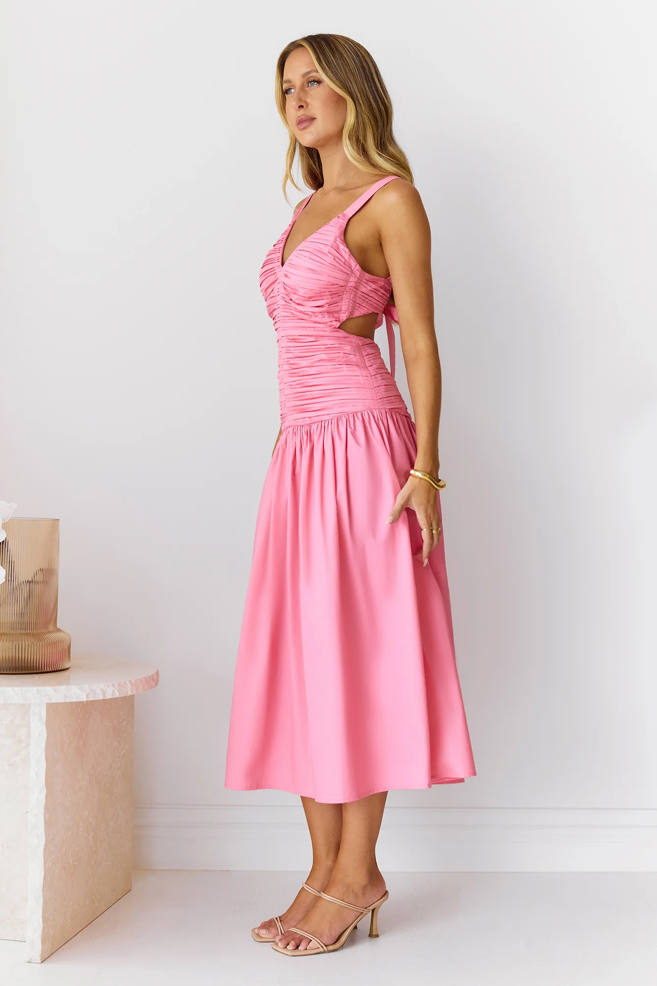 Sunny Vineyards Midi Dress Pink