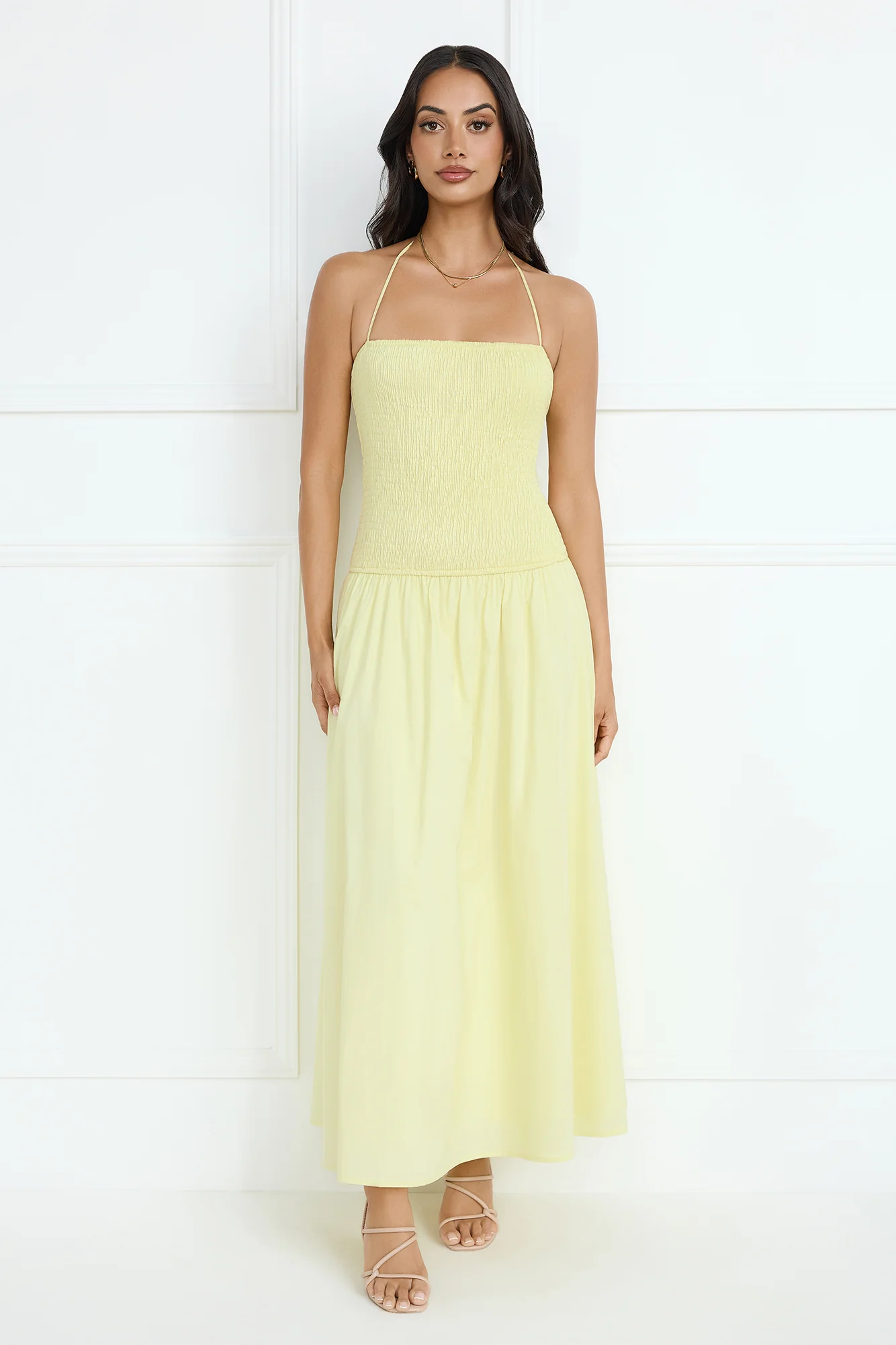 Unmatched Energy Halter Maxi Dress Yellow