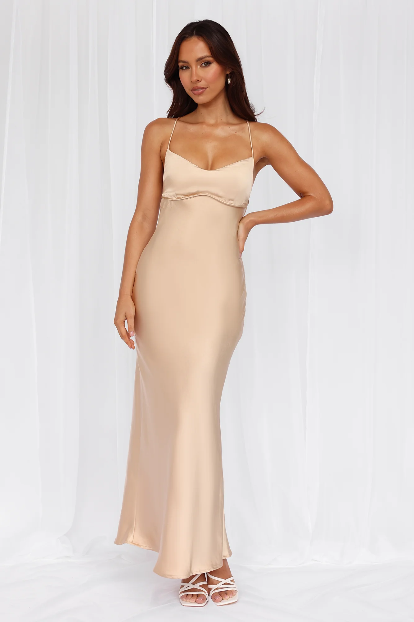The Samara Satin Maxi Dress Champagne