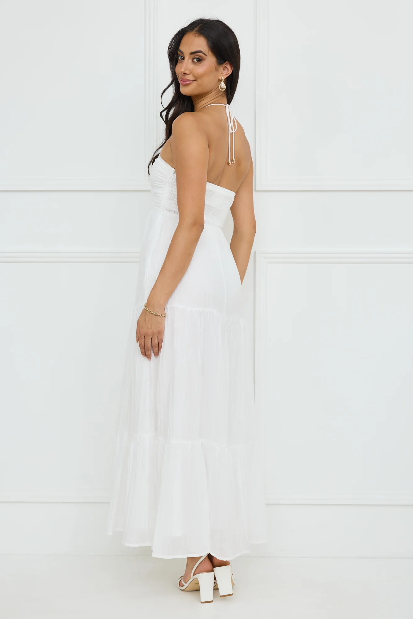 Sunshine Escape Halter Maxi Dress White