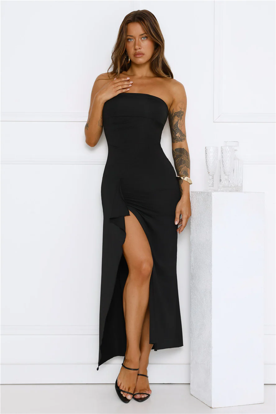 Sunshine Shuffle Strapless Maxi Dress Black