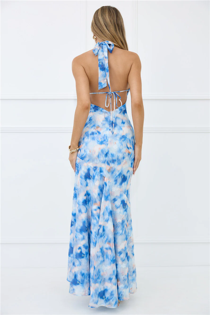 Underestimated Halter Maxi Dress Blue