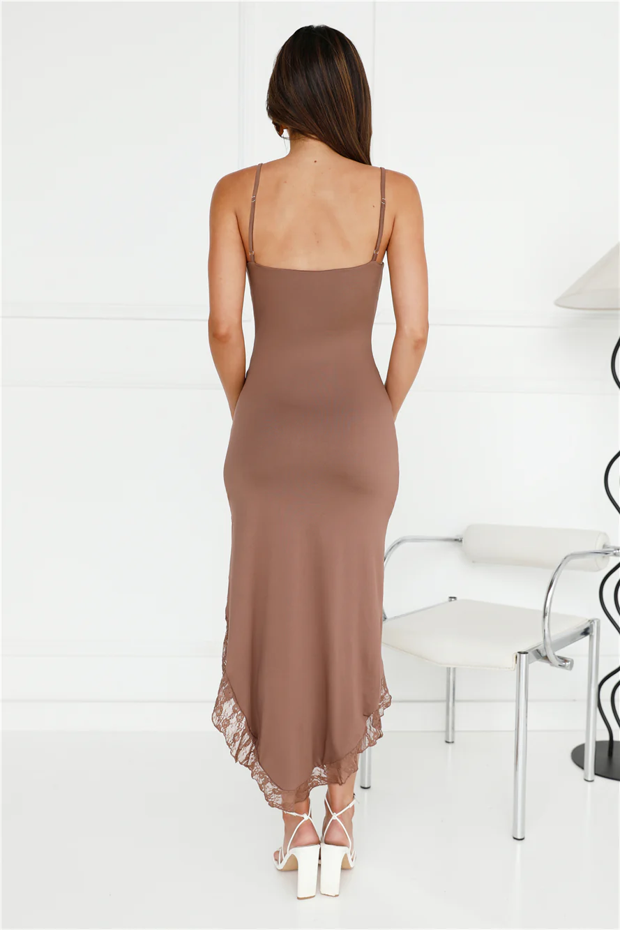 Treat Time Lace Midi Dress Coffee