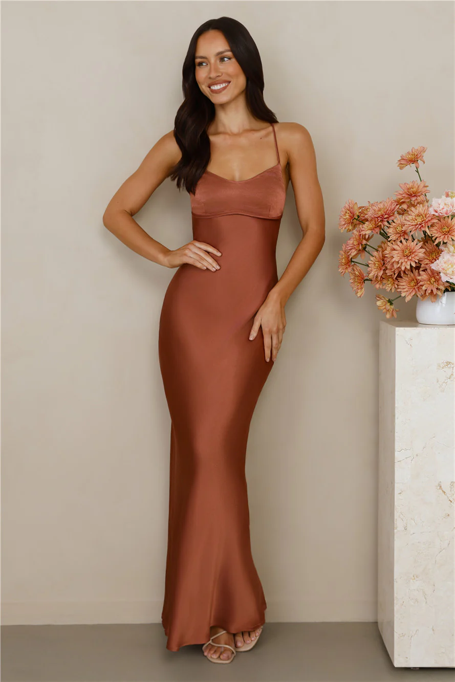 The Samara Satin Maxi Dress Copper
