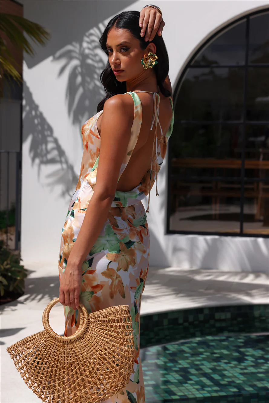 Taste Of Luxe Satin Cowl Neck Maxi Dress Orange