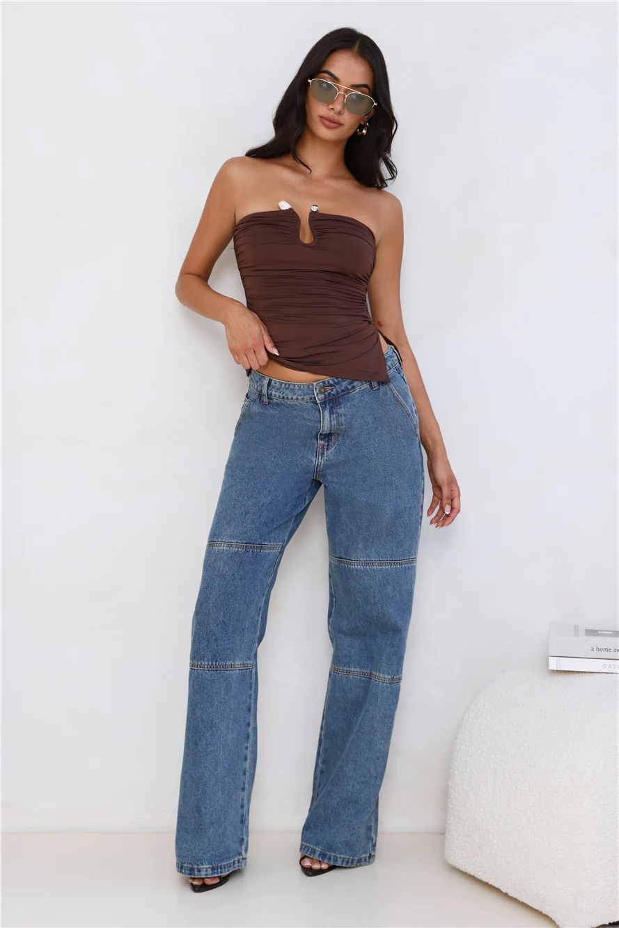 Sunset Spritz Strapless Top Brown