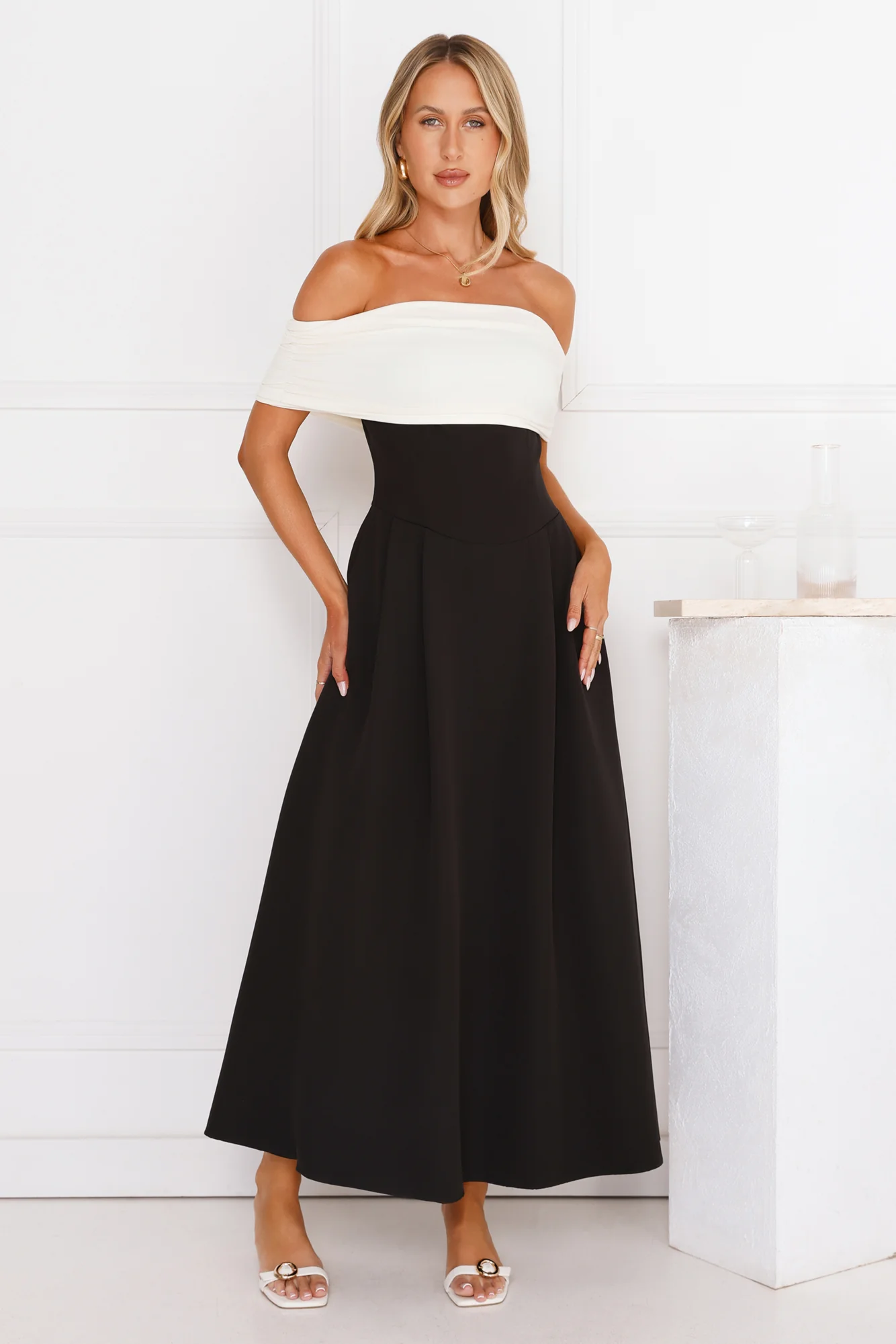 Too Hot To Handle Off Shoulder Maxi Dress Black