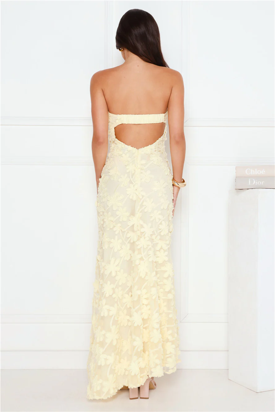 Urban Petal Strapless Maxi Dress Yellow