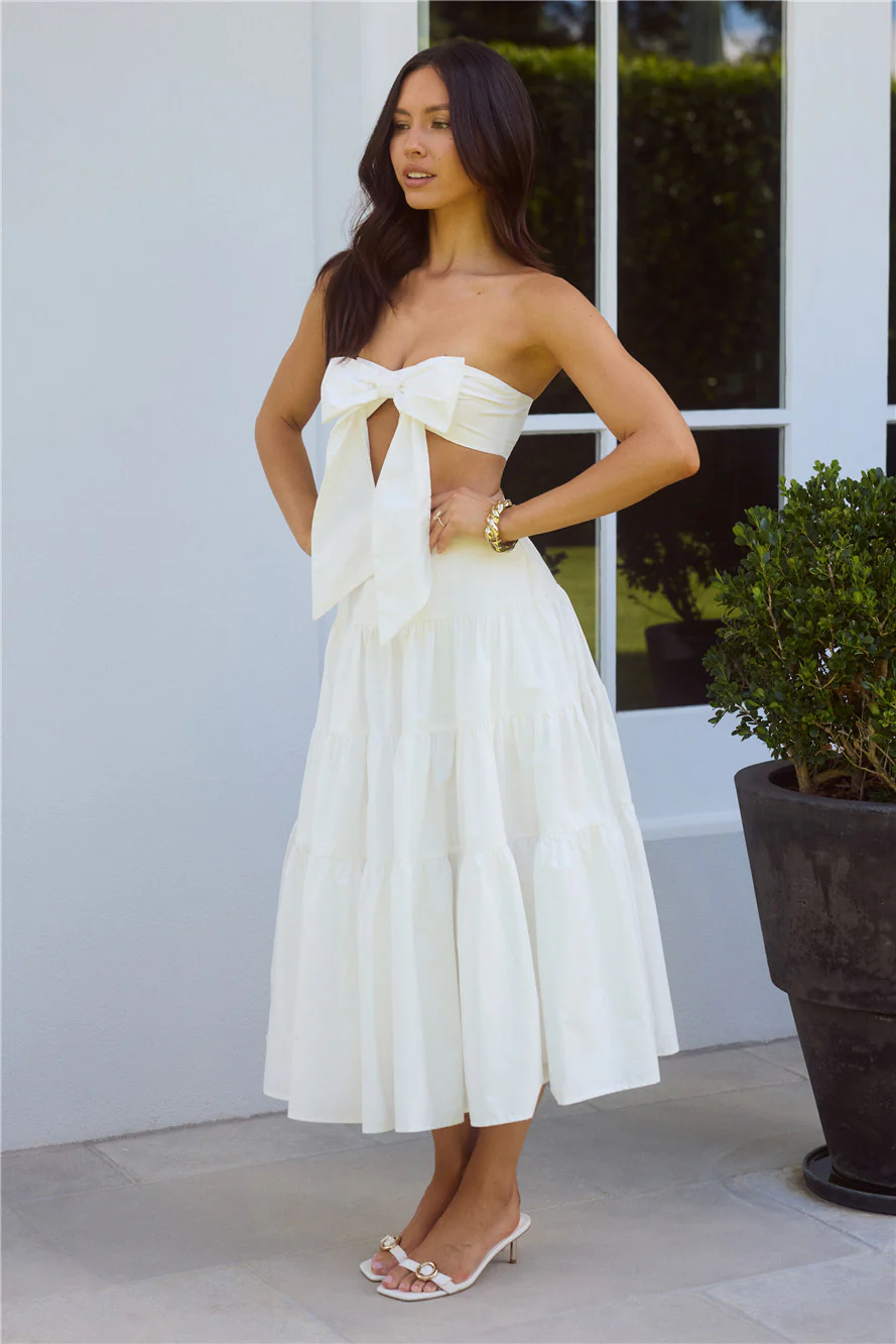 Seize The Moment Strapless Crop Top White