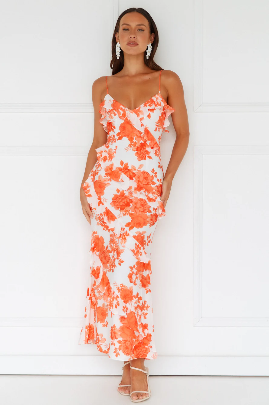 Sunshine Daisies Maxi Dress Orange