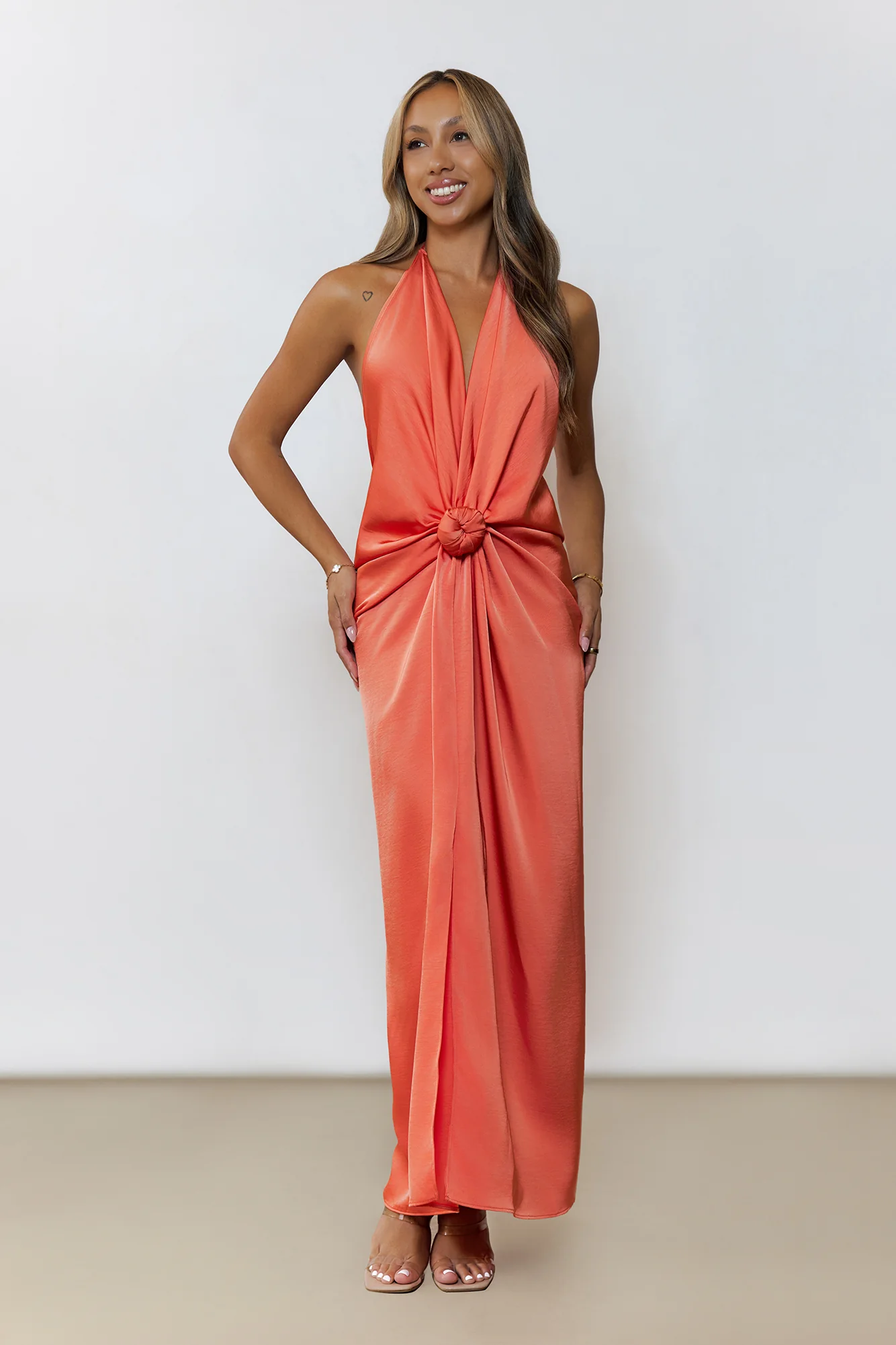Through My Soul Halter Maxi Dress Orange