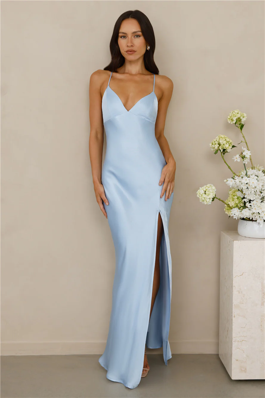 The Sophia Satin Maxi Dress Blue