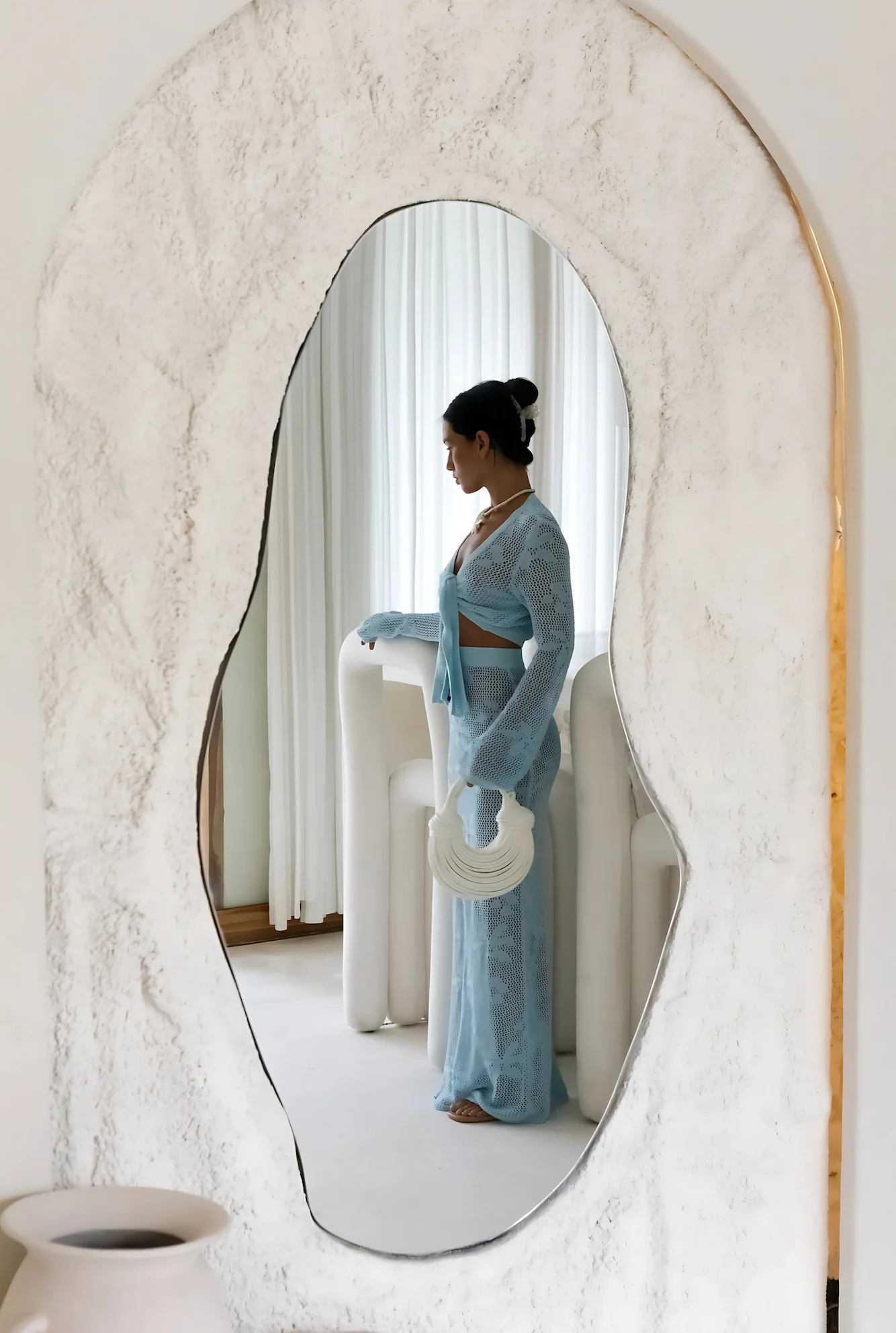 Terra Crochet Maxi Skirt Blue