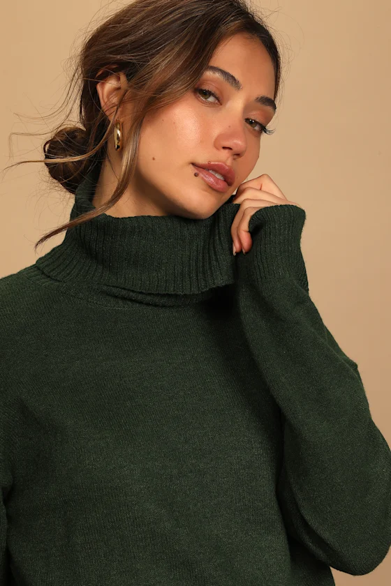 Amazing Memories Emerald Green Turtleneck Sweater