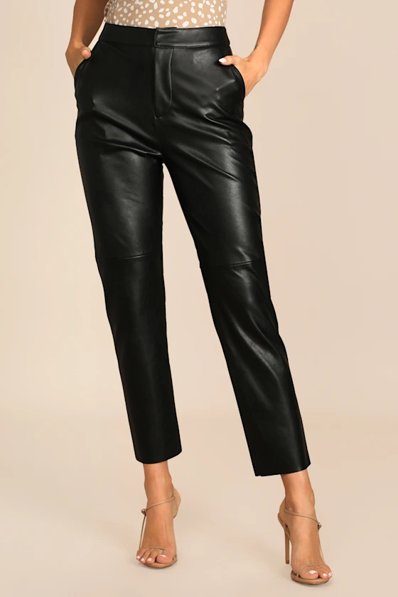 Open Minded Black Vegan Leather Pants