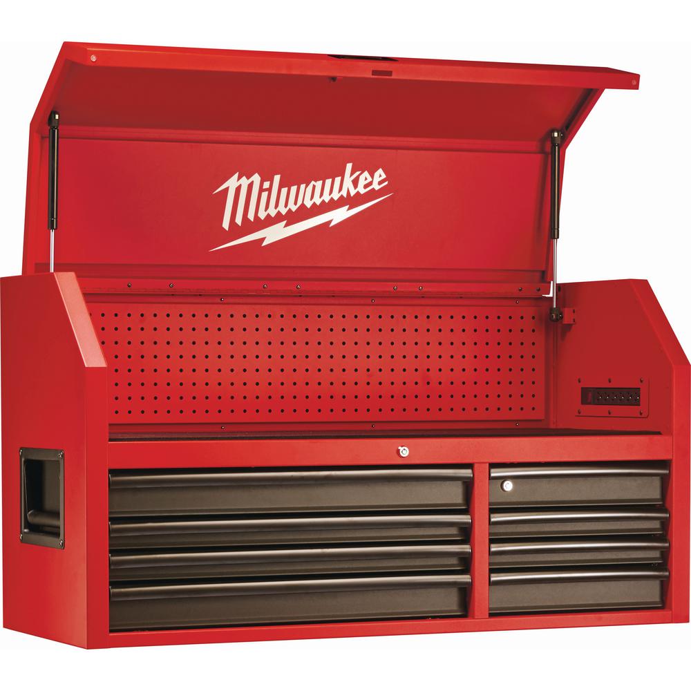 46 In. 16-Drawer Steel Tool Chest And Rolling Cabinet Set, Textured Red And Black Matte