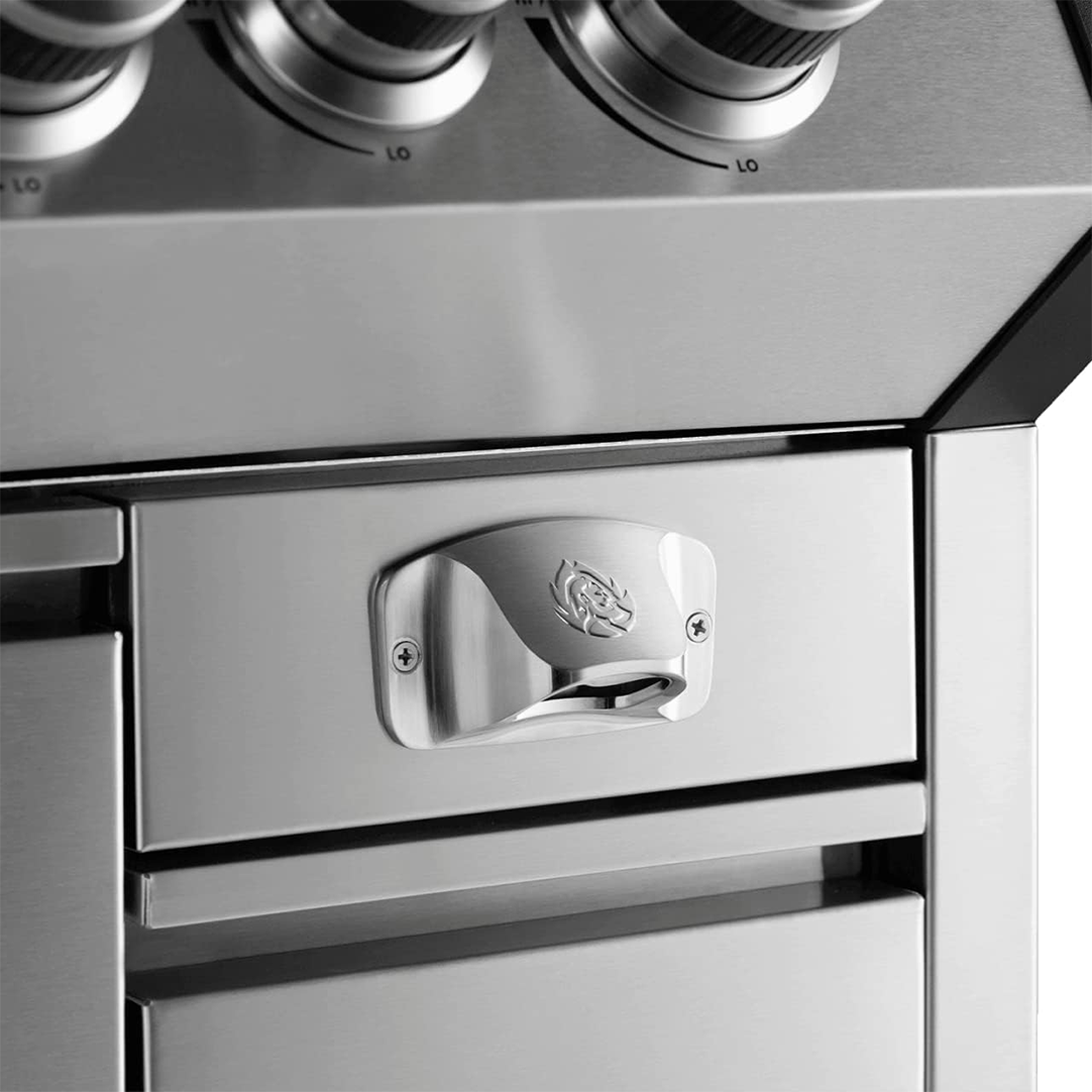 BURNHARD 4-Burner Gas Grill Earl, 23 kW Stainless Steel Grill Cart with Rear Burner, 900°C Ceramic Burner, Cast Iron Grill Grate, Drawers Includes Cover