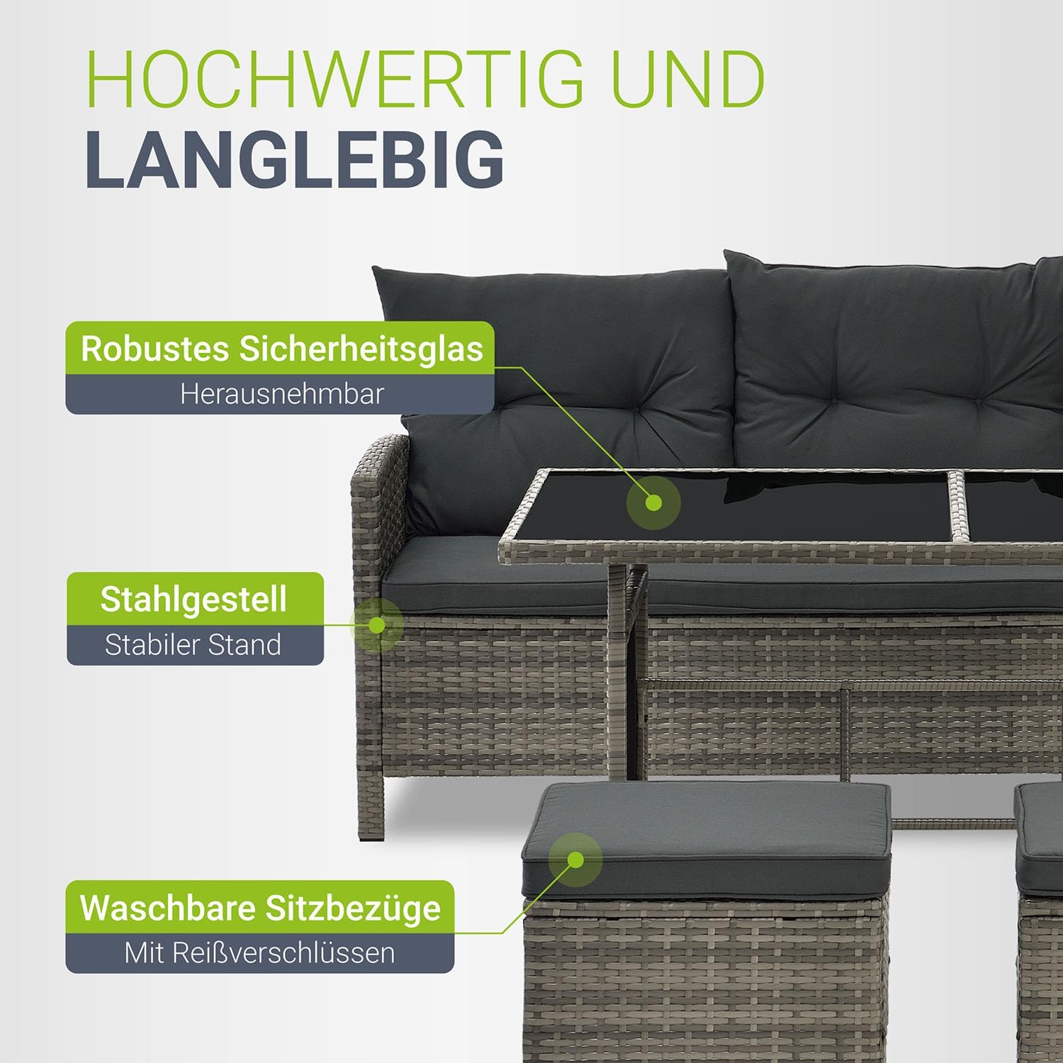 Juskys Polyrattan Lounge Manacor mit Ecksofa