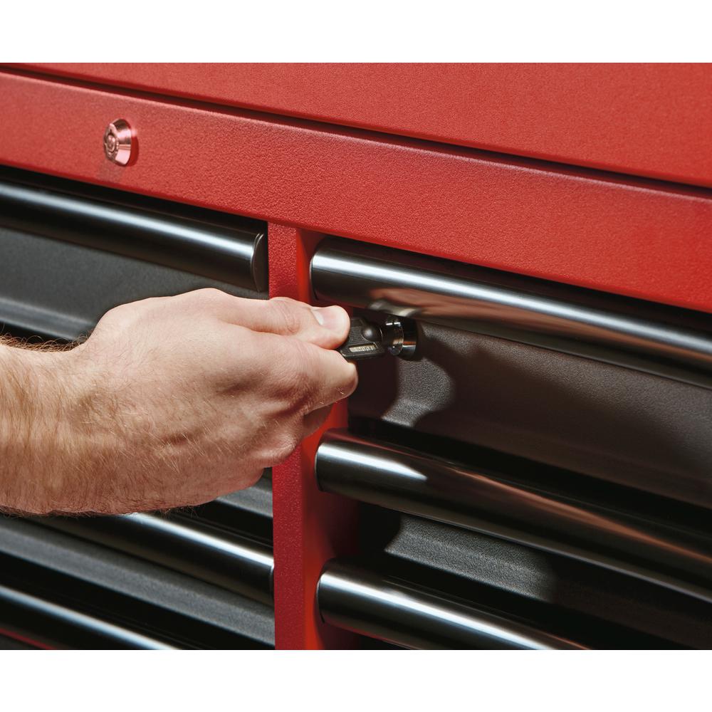 46 In. 16-Drawer Steel Tool Chest And Rolling Cabinet Set, Textured Red And Black Matte