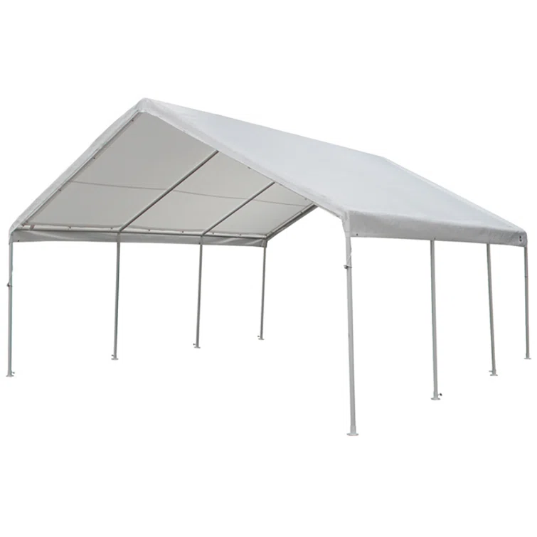 Hercules 18-Feet by 20-Feet, 2-Inch Steel Frame, 8-Leg, Carport, White