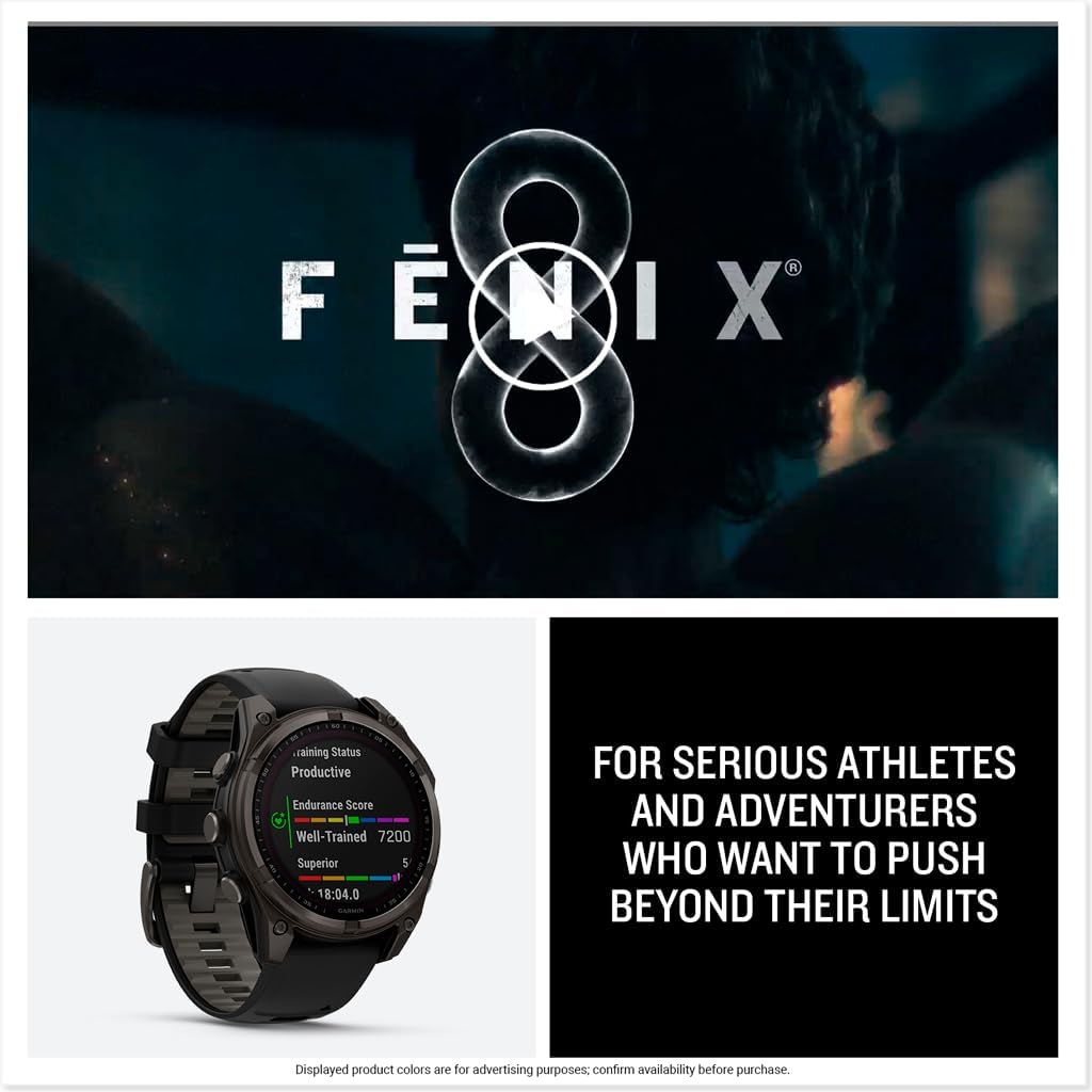 Garmin fēnix® 8 – 51 mm, AMOLED, Sapphire, Premium Multisport GPS Smartwatch, Long-Lasting Battery Life, Dive-Rated, Built-in LED Flashlight, Titanium with Spark Orange/Graphite Band