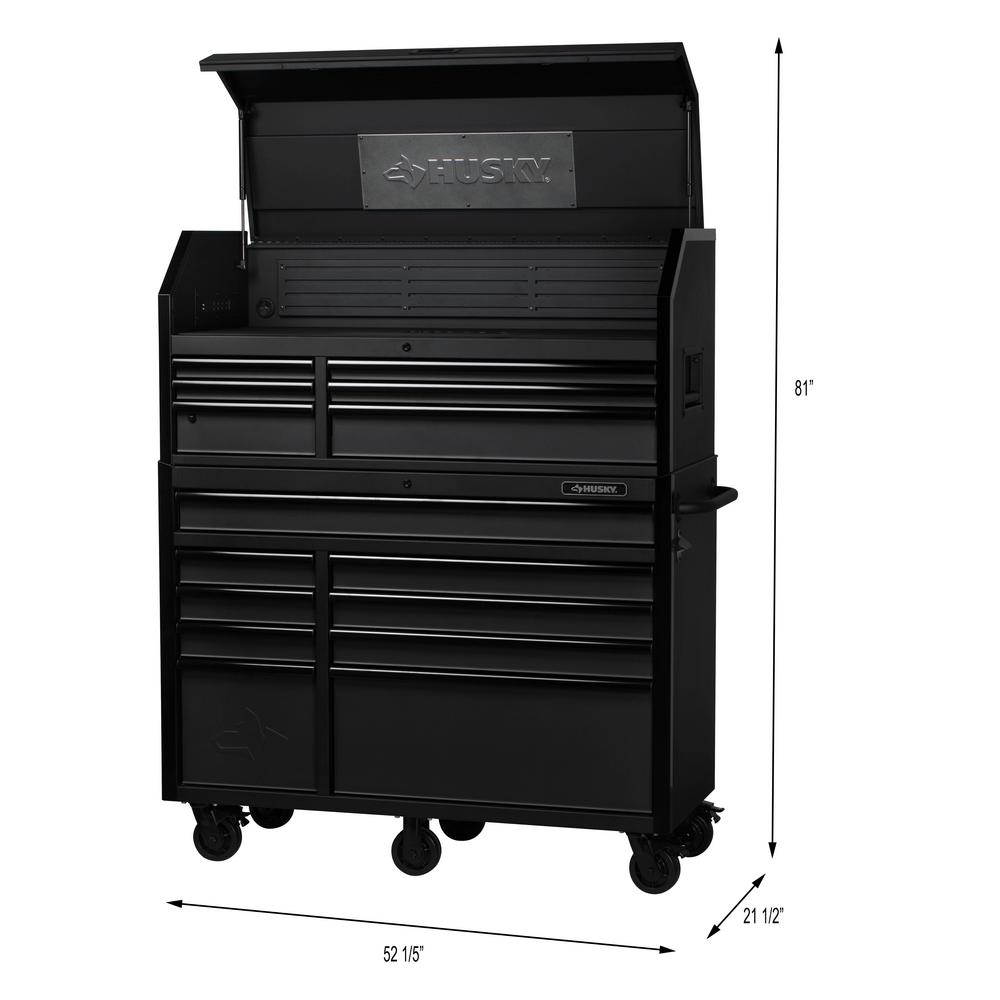 Heavy-Duty 52 In. W 15-Drawer, Deep Combination Tool Chest And Rolling Cabinet Set In Matte Black