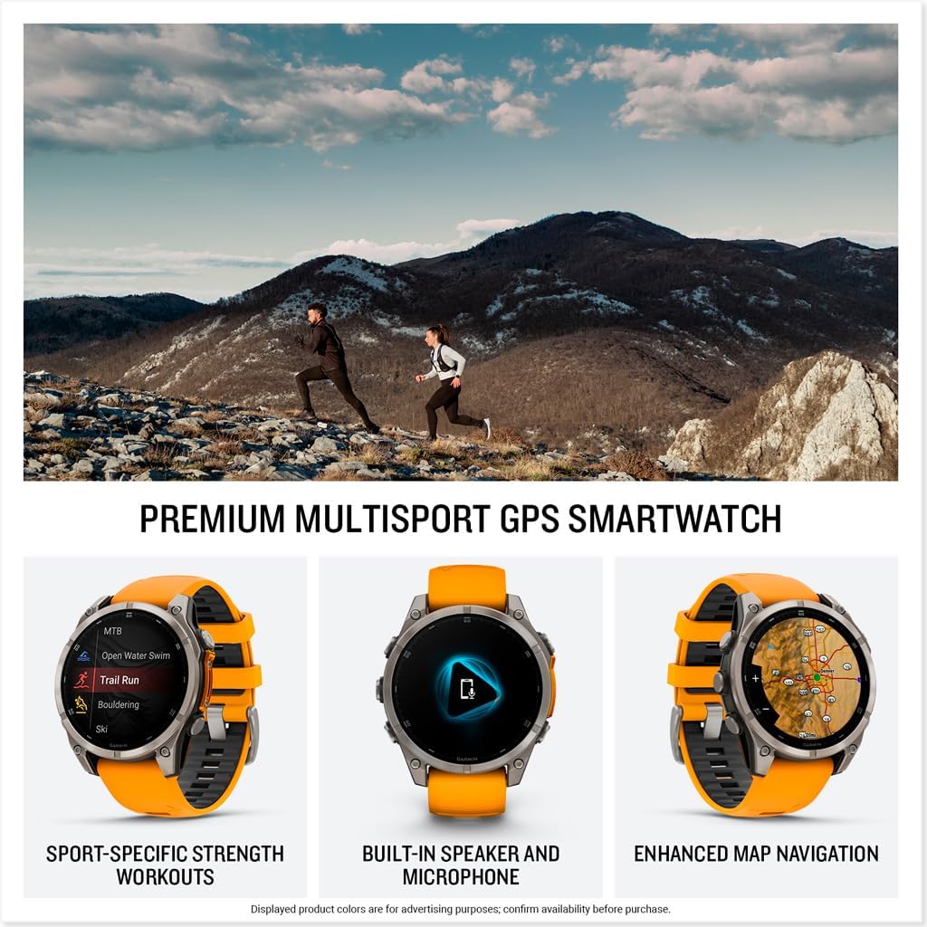 Garmin fēnix® 8 – 51 mm, AMOLED, Sapphire, Premium Multisport GPS Smartwatch, Long-Lasting Battery Life, Dive-Rated, Built-in LED Flashlight, Titanium with Spark Orange/Graphite Band