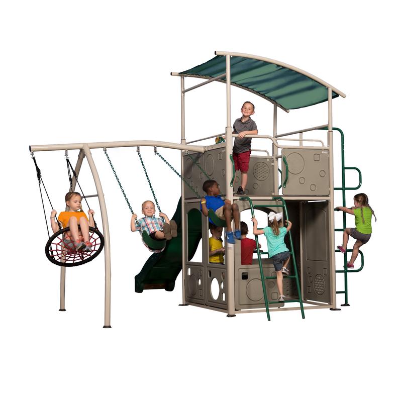 Castle Grey Metal Swing Set