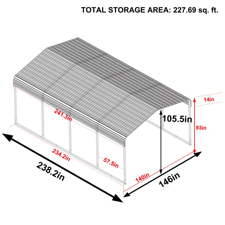 Steel Carport, Galvanized Gray