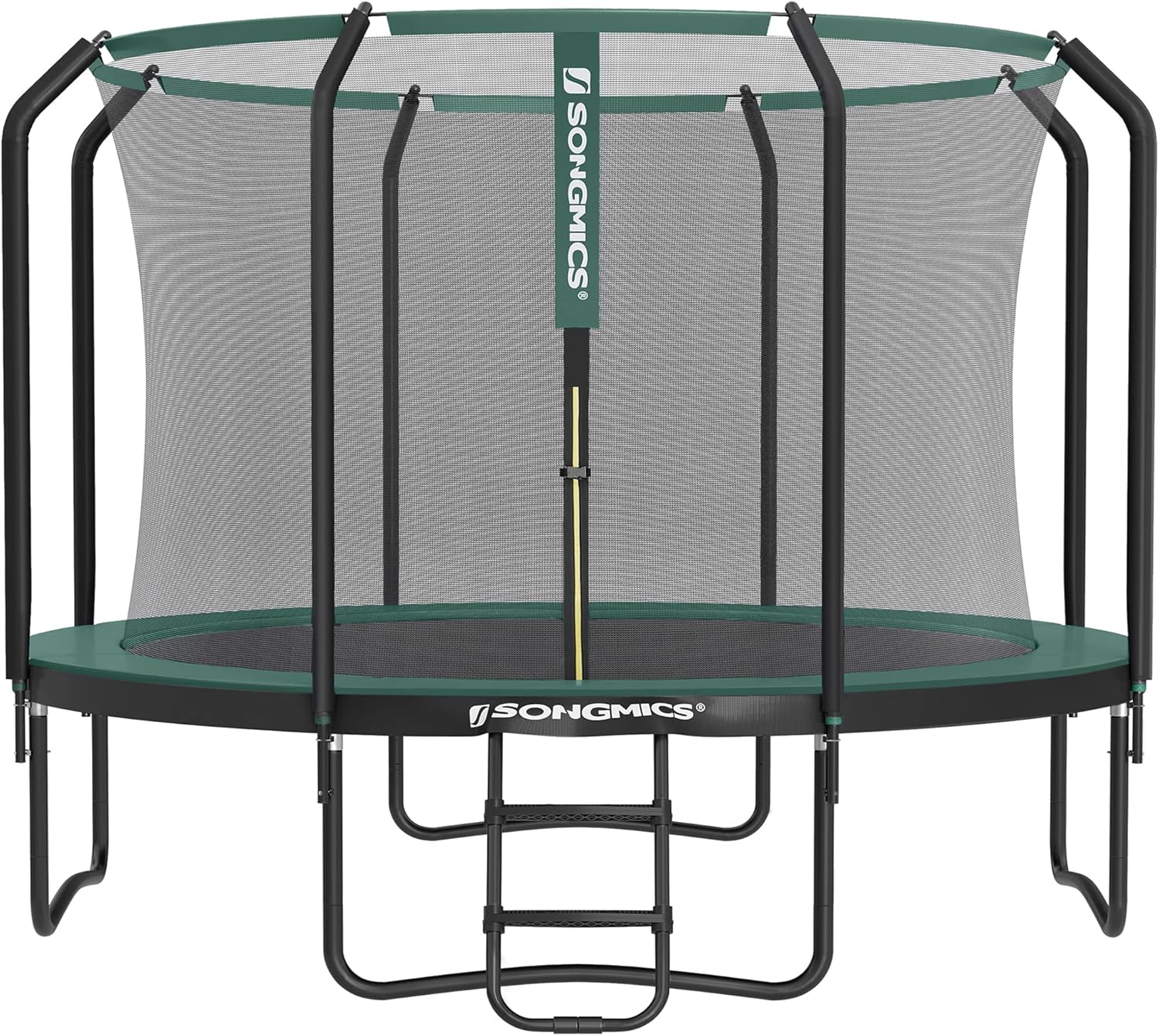 SONGMICS Trampolin Outdoor Ø 244 cm, rundes Gartentrampolin mit Sicherheitsnetz und Leiter, Randabdeckung, gepolstertes Gestell, für Kinder