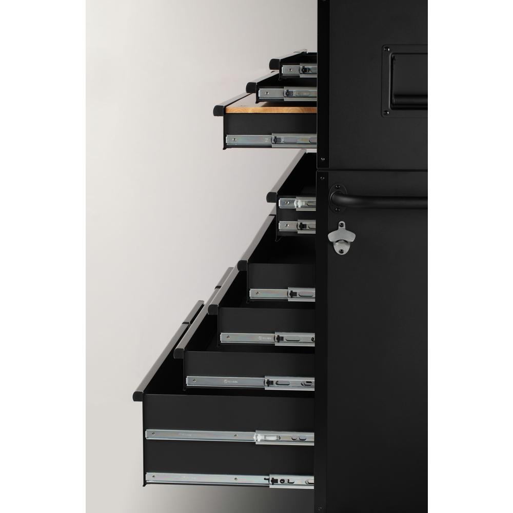 Industrial 52 In. W X 21.5 In. D 15-Drawer Tool Chest And Rolling Cabinet Combo With LED Light In Matte Black