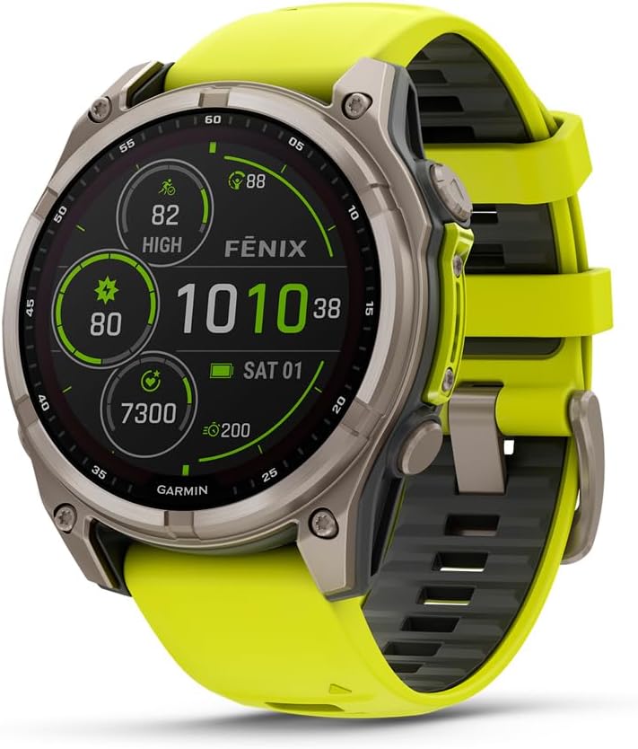 Garmin fēnix® 8 – 51 mm, AMOLED, Sapphire, Premium Multisport GPS Smartwatch, Long-Lasting Battery Life, Dive-Rated, Built-in LED Flashlight, Titanium with Spark Orange/Graphite Band
