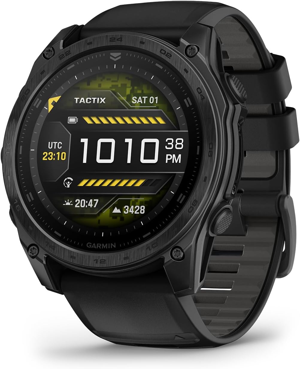 Garmin tactix® 8 51mm, Solar Charged Display, Elite, Premium Tactical GPS Smartwatch, Includes Applied Ballistics Elite™ Solver, Titanium Bezel, Sapphire Lens, 40-Meter Dive Rating