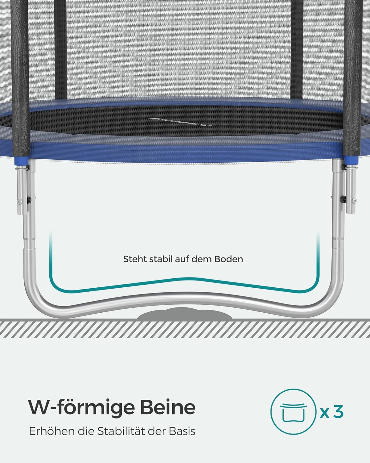 SONGMICS Trampolin Outdoor Ø 244cm, rundes Gartentrampolin mit Randabdeckung, mit Sicherheitsnetz, mit Leiter und gepolsterten Stangen